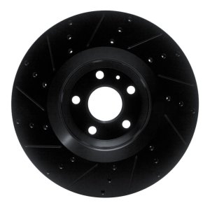Audi TTS Quattro Brake Rotor (1) - Front Right - R1 Concepts - Drilled & Slotted - Black - `12-`15